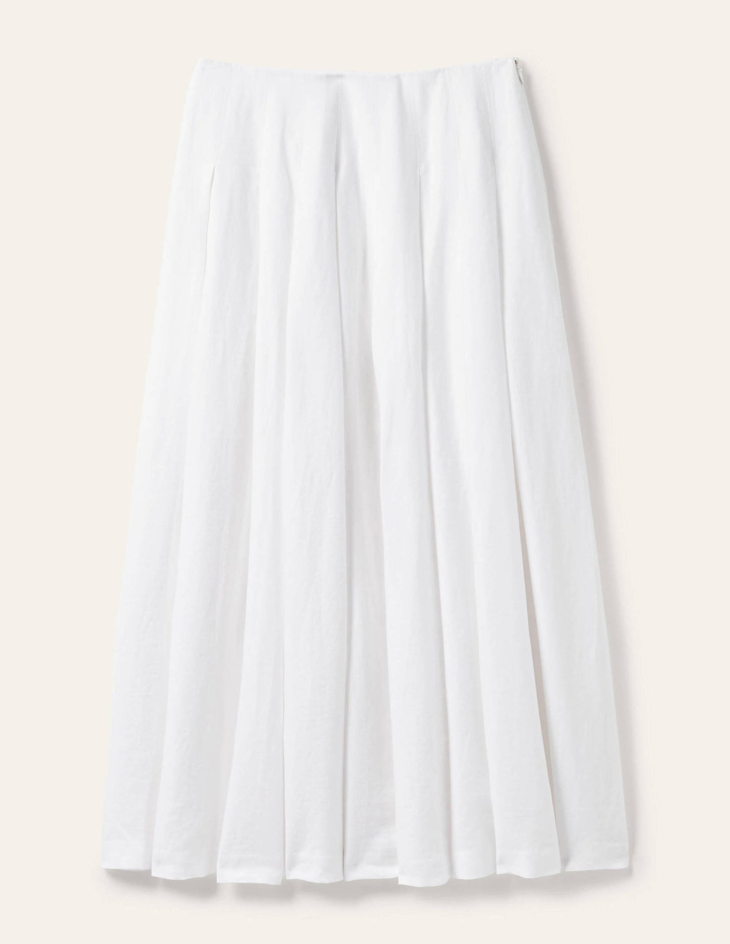 Lydia Linen Pleated Skirt-White