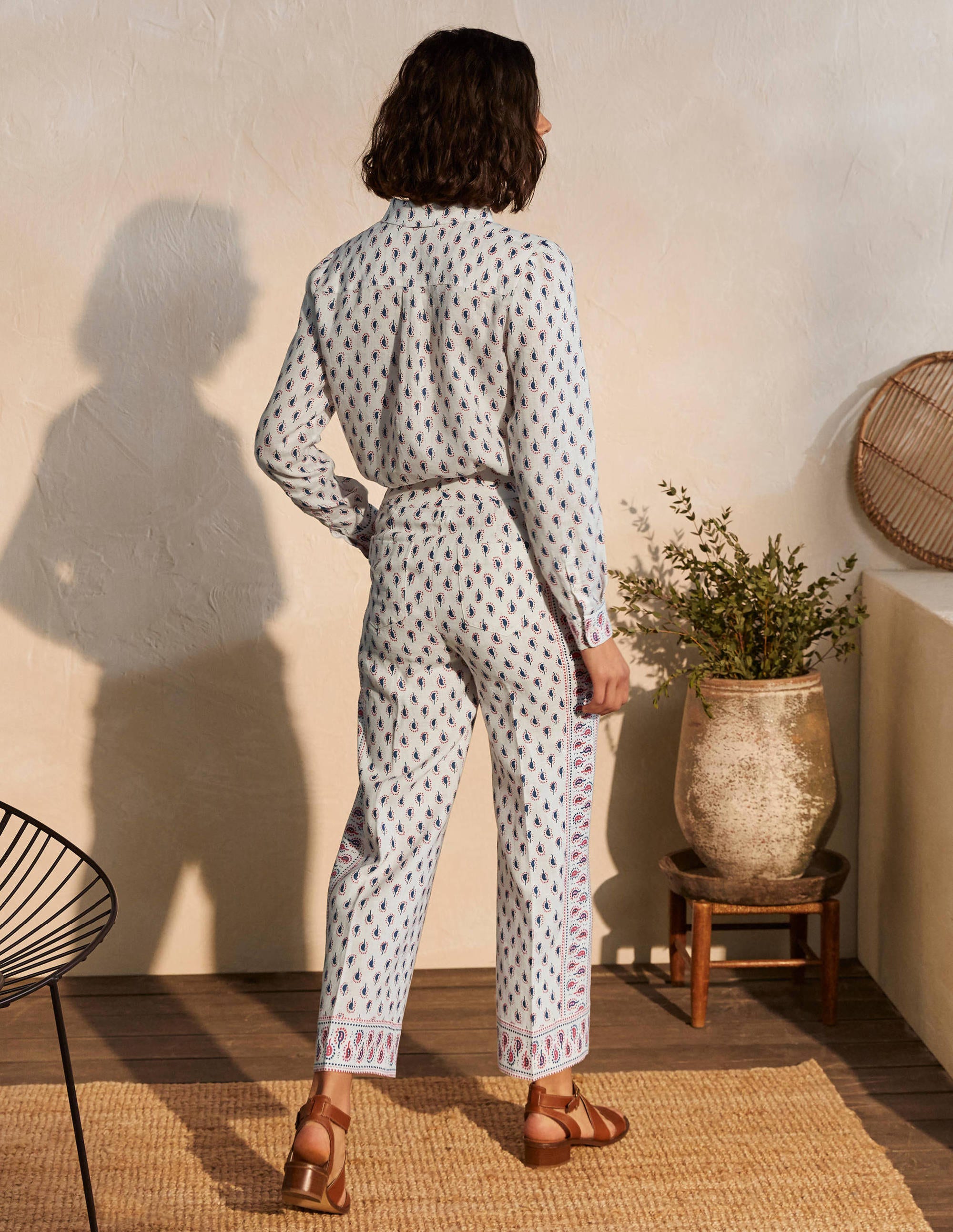 Pantalon Cornwall en lin-Ivoire, motif Paisley Stamp - Image 2