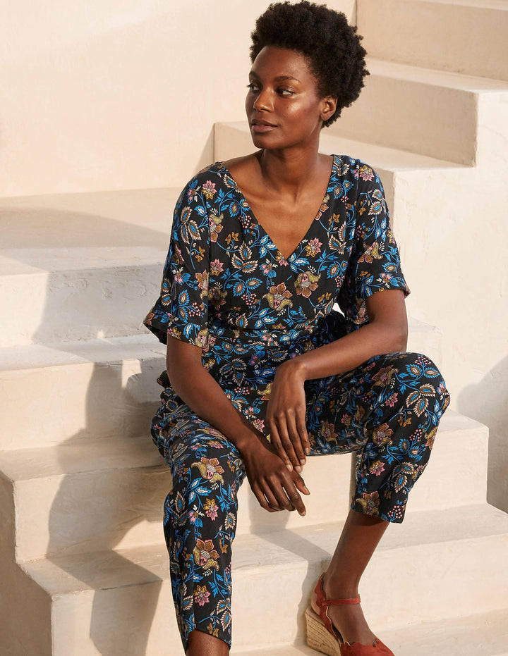 Alice Wickel-Jumpsuit-Schwarz, Sommerlicher Chintz