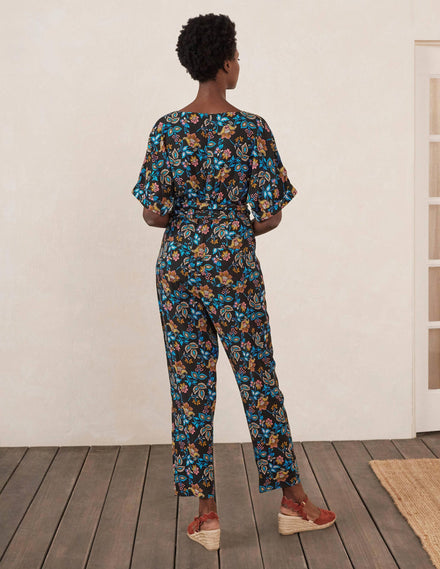 Alice Wickel-Jumpsuit-Schwarz, Sommerlicher Chintz