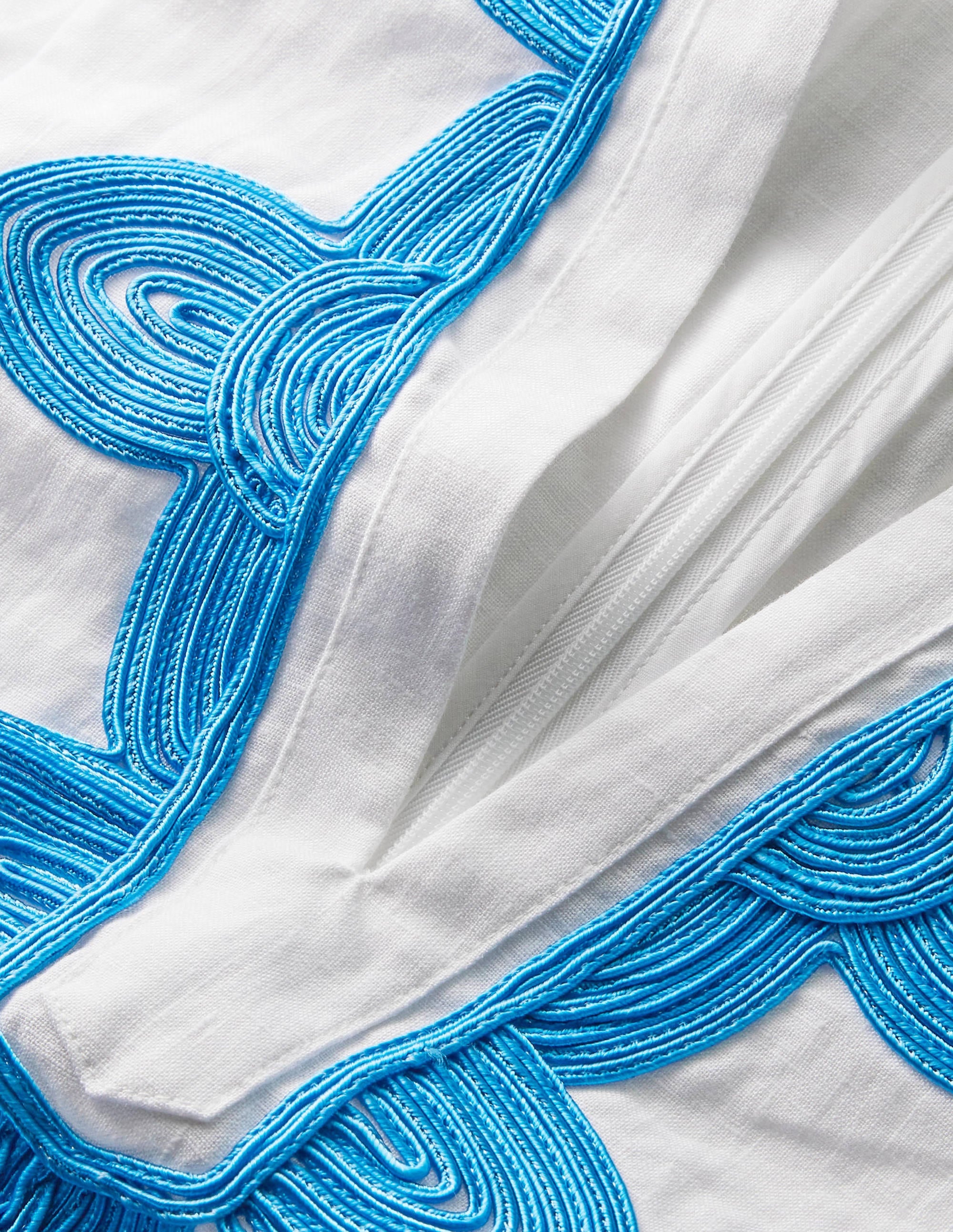 Bella Embroidered Playsuit-White/Moroccan Blue - Image 6