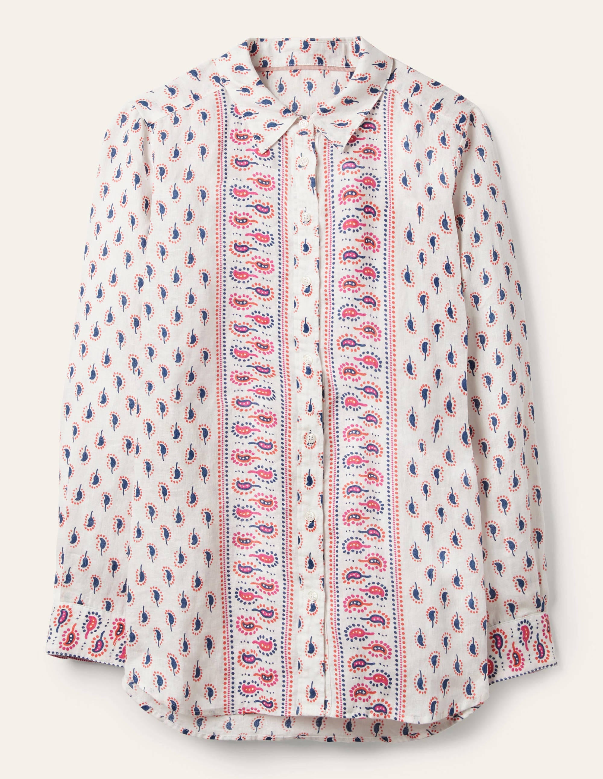 Chemise en lin-Ivoire, motif Paisley Stamp - Image 5