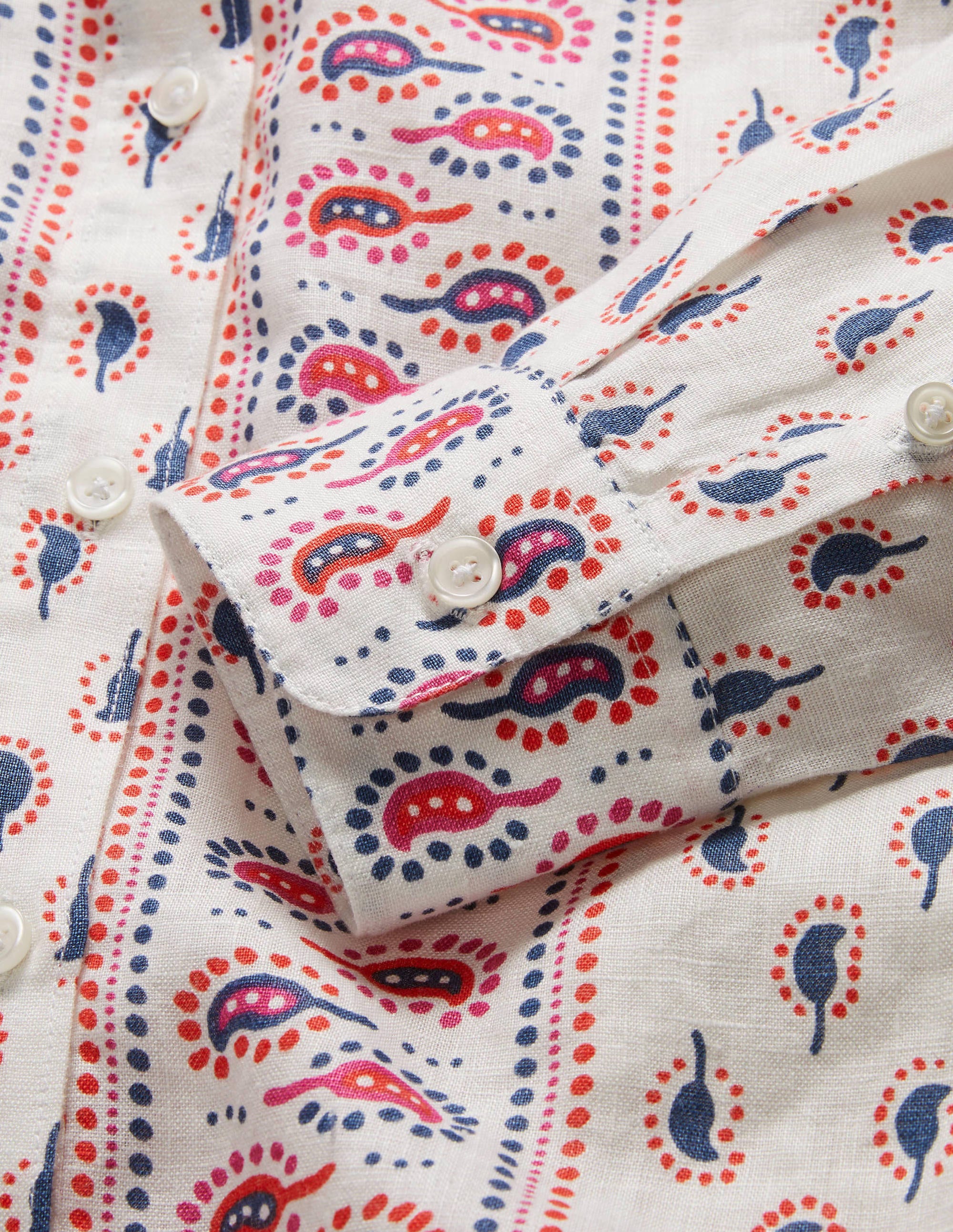 Chemise en lin-Ivoire, motif Paisley Stamp - Image 6