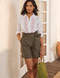 Chemise en lin-Ivoire, motif Paisley Stamp