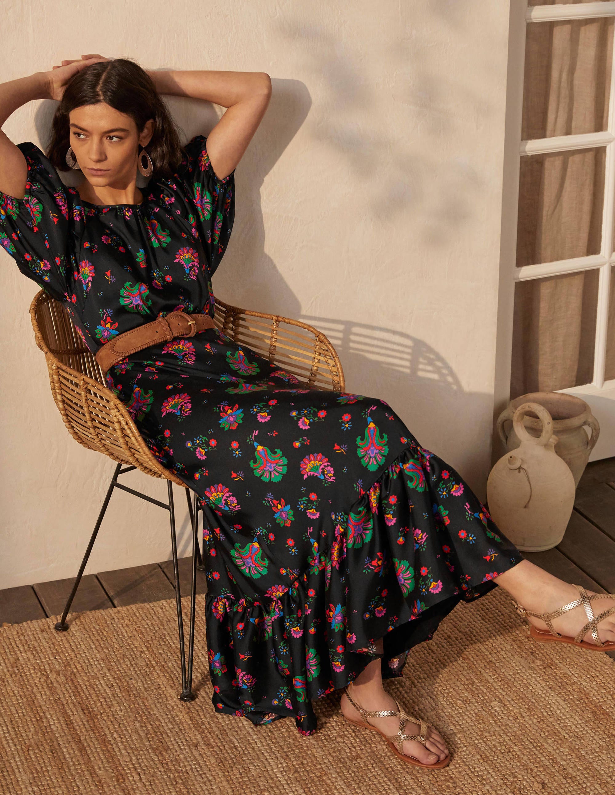 Robe longue Tillie-Noir, motif Opulent Posy - Image 4