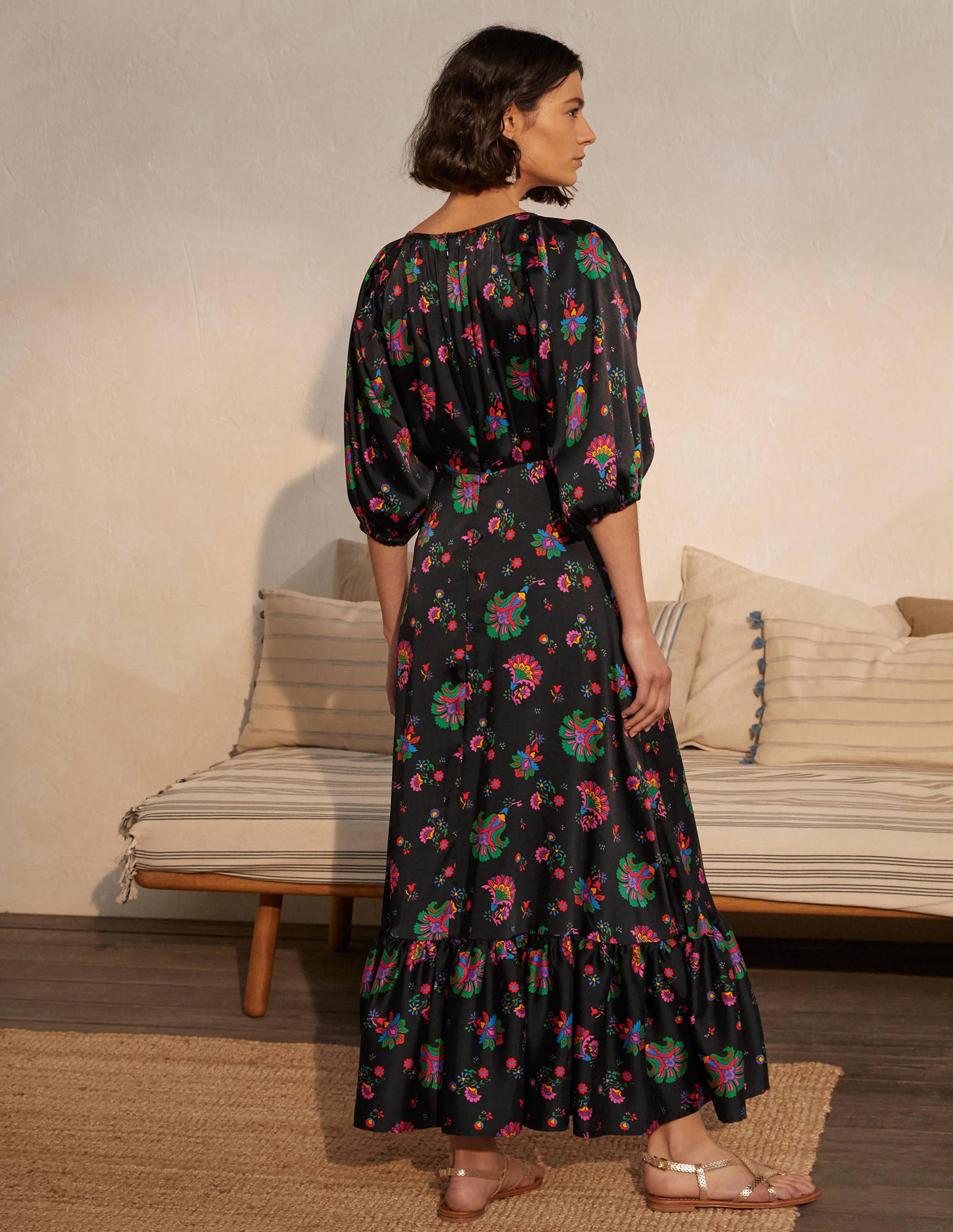Robe longue Tillie-Noir, motif Opulent Posy - Image 2