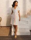 Robe-chemise Evie en lin-Rayé multi