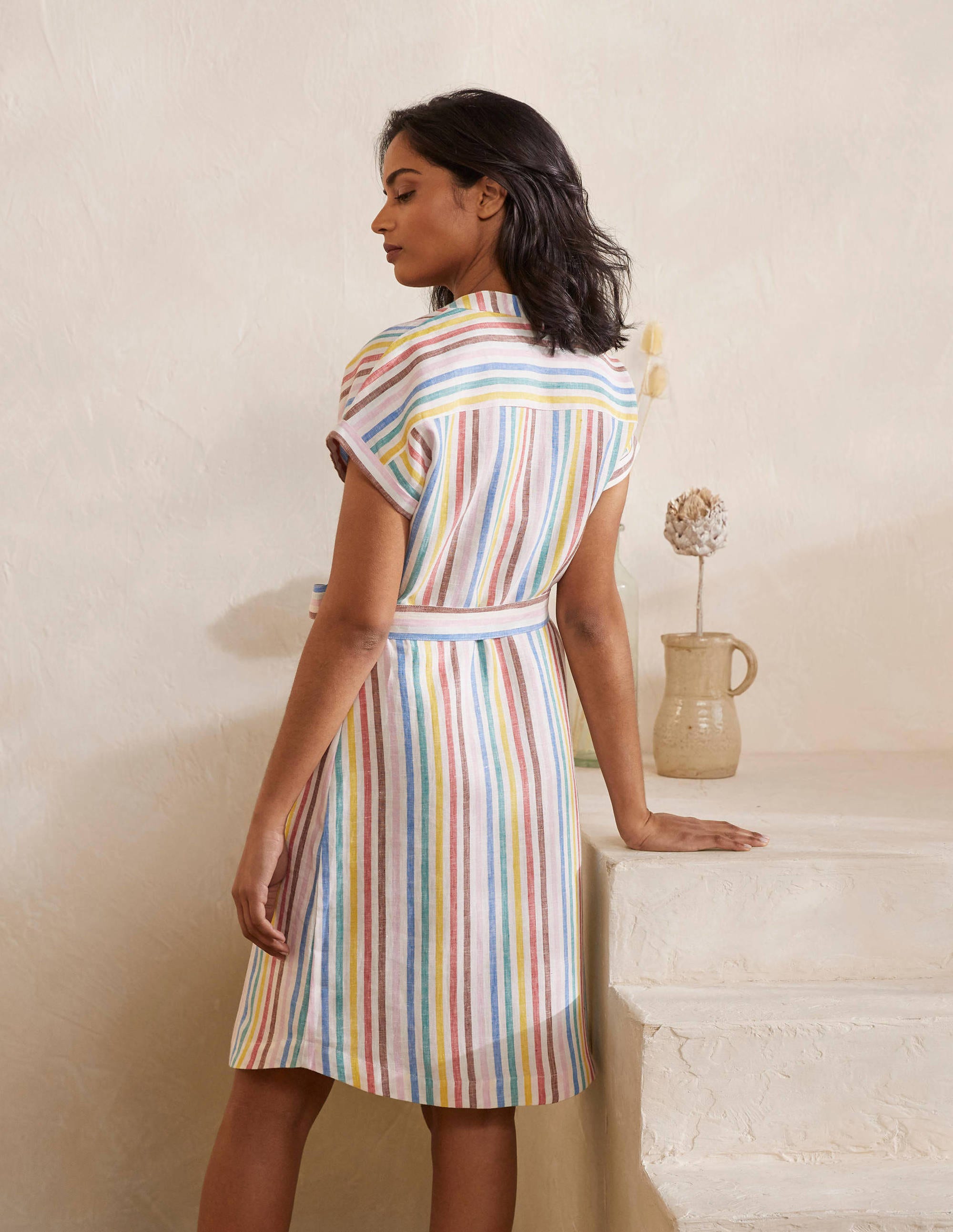 Robe-chemise Evie en lin-Rayé multi - Image 2
