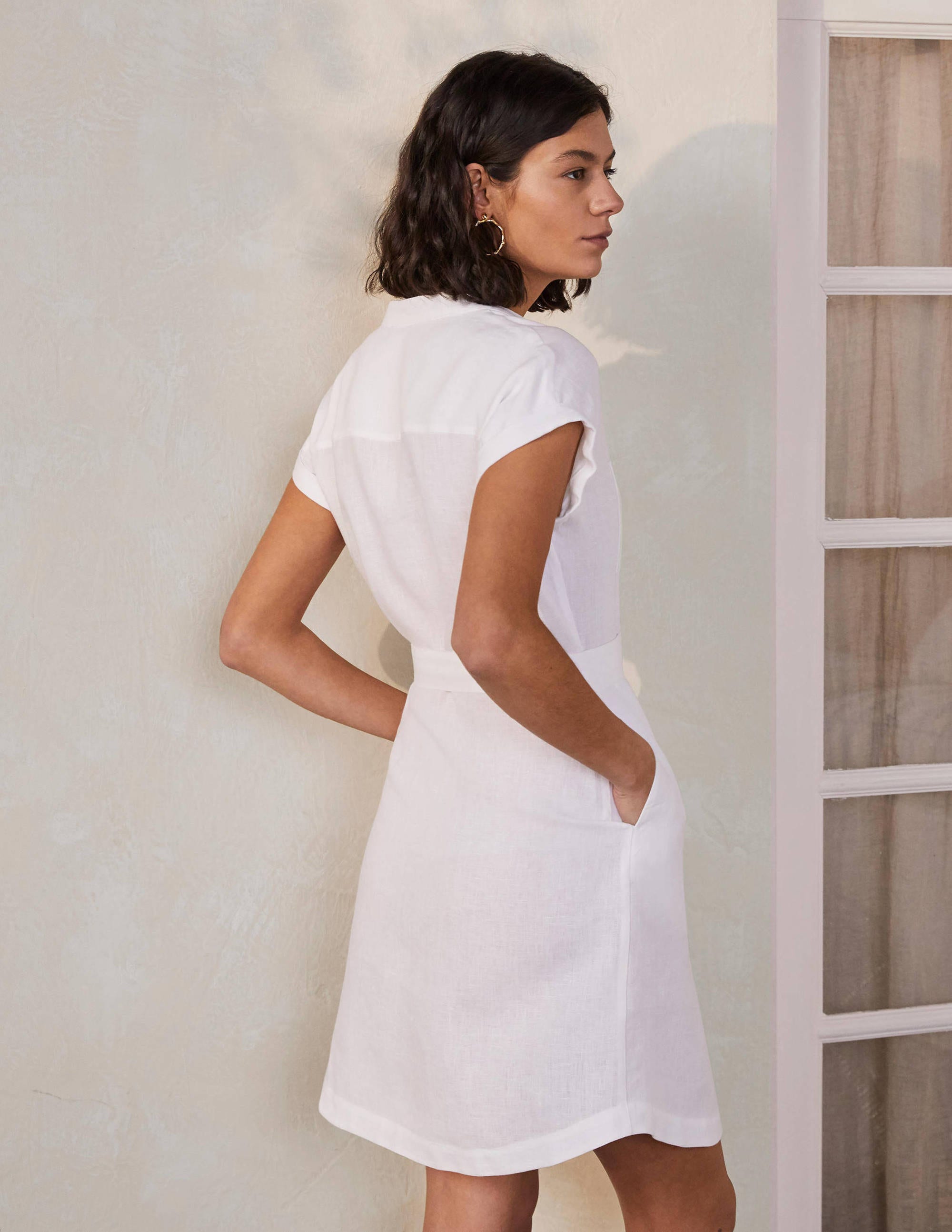 Evie Hemdblusenkleid aus Leinen-Weiß - Image 2
