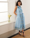 Robe-chemise Kate en lin-Rayé bleu marocain
