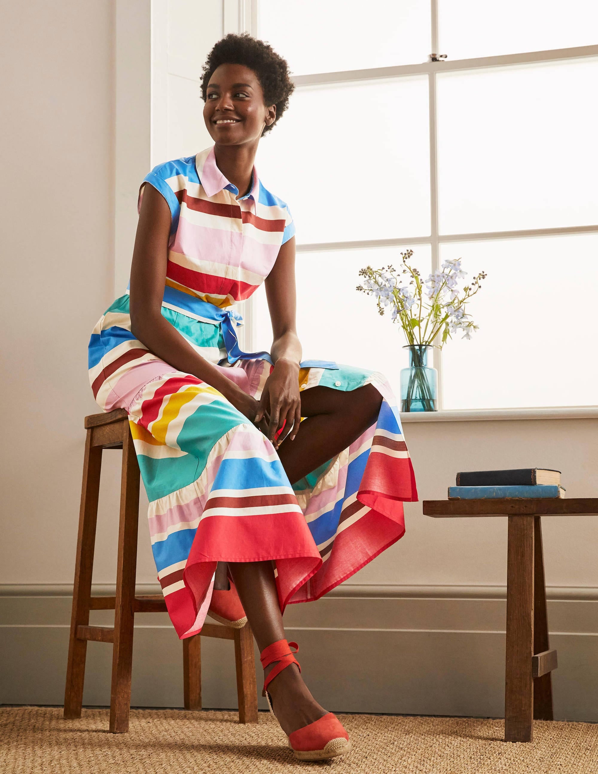 Robe-chemise longue Betty-Rayé multi estival - Image 2