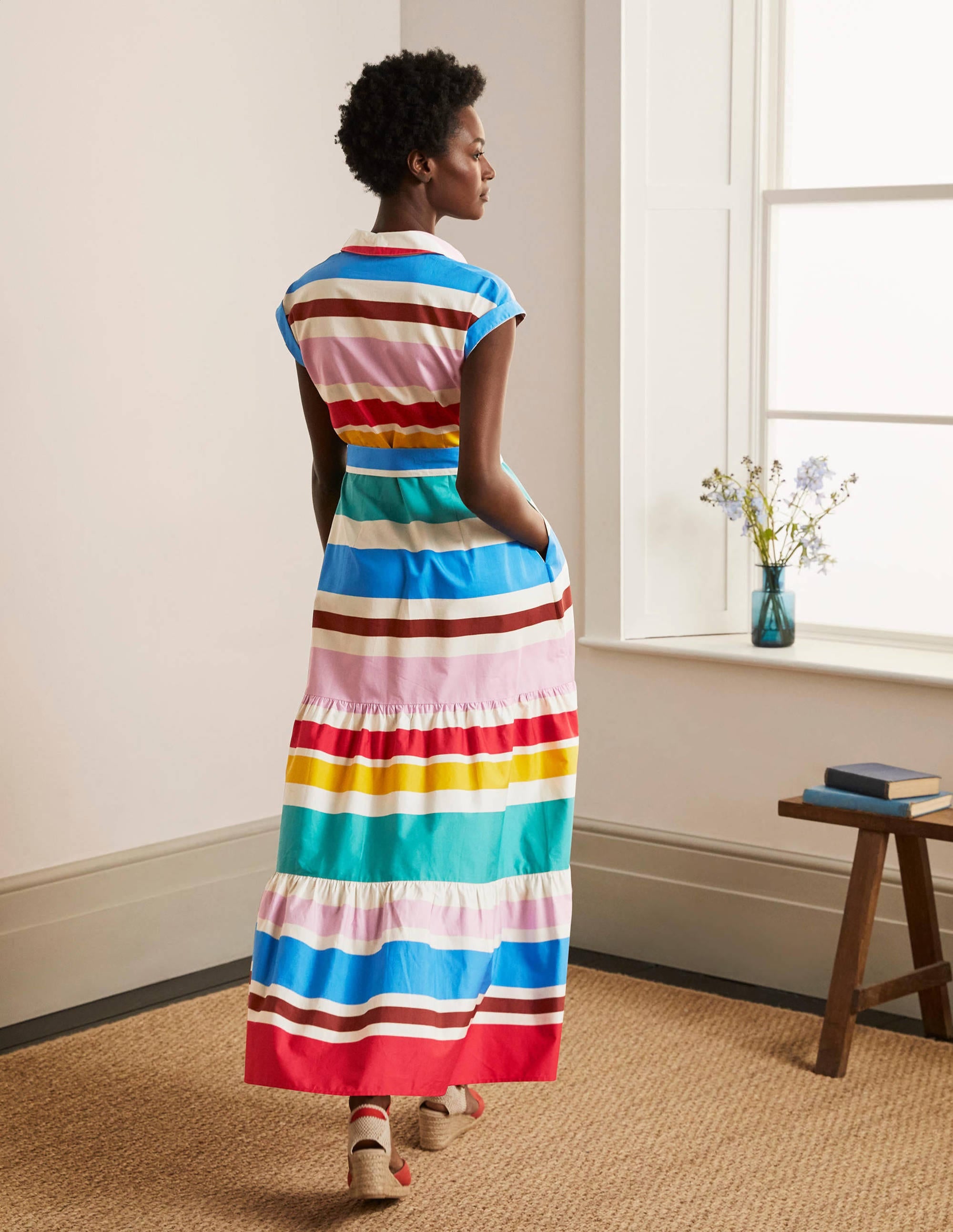 Robe-chemise longue Betty-Rayé multi estival - Image 3