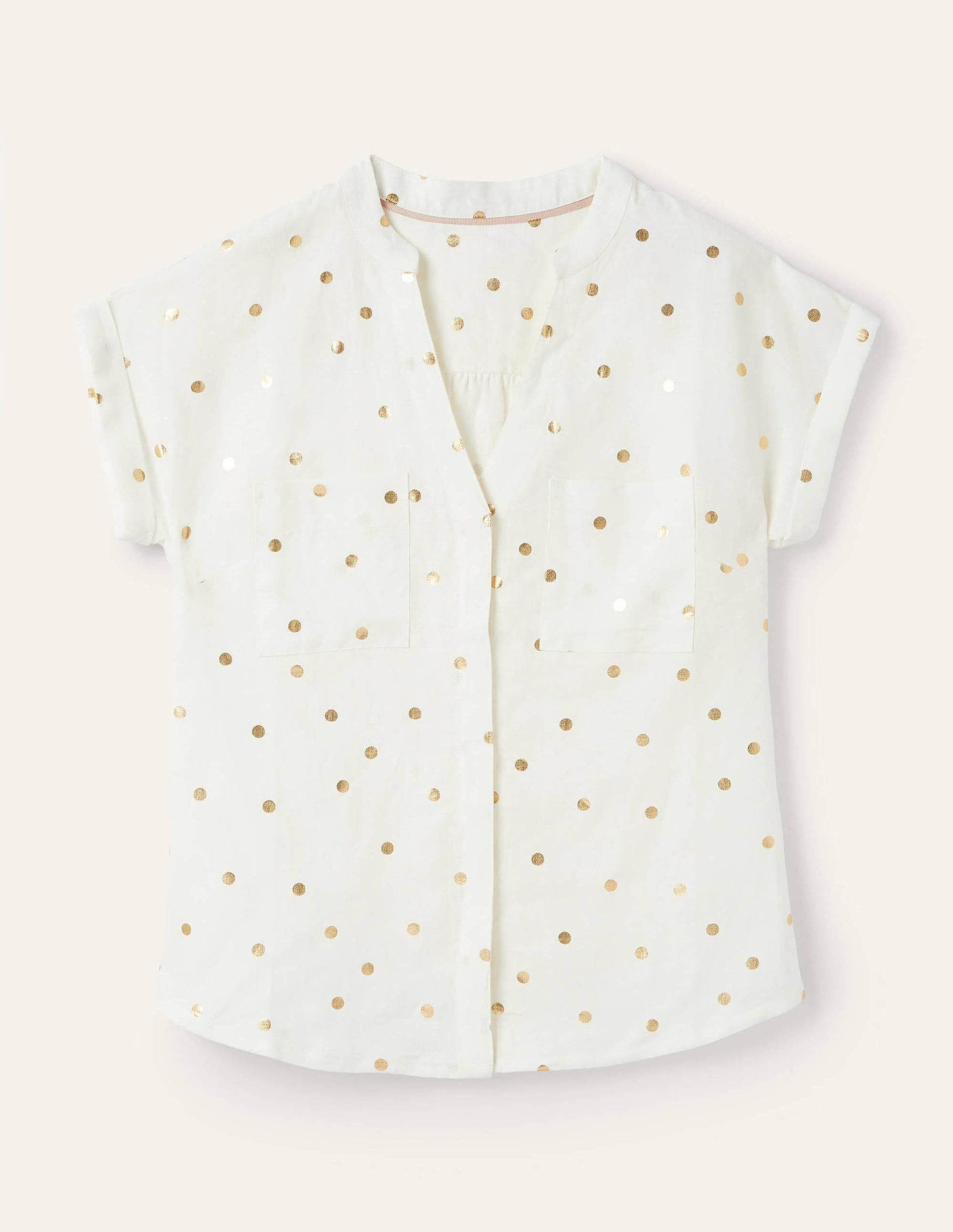 Evie Leinenhemd-Naturweiß, Polka-Tupfen-6
