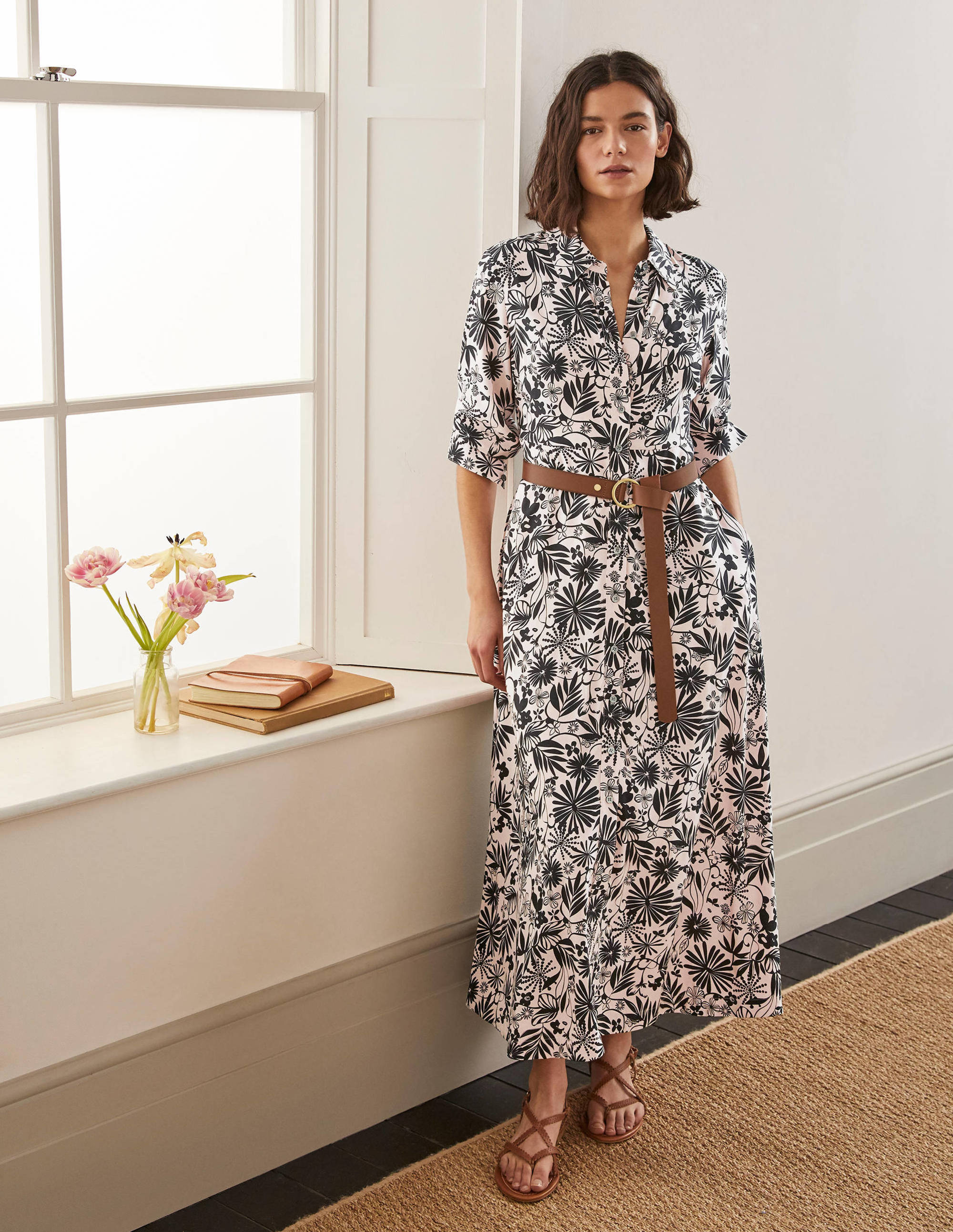 Cecile Midi Shirt Dress-Milkshake, Enchanting Floral - Image 1