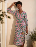 Daria Midikleid aus Baumwolle-Navy, Sommerliches Paisleymuster
