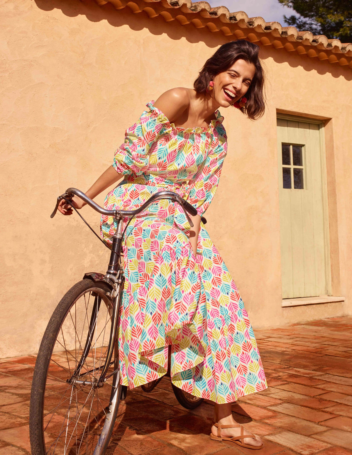 Rosalind Tiered Midi Dress-Ivory, Palm Tile Multi - Image 4
