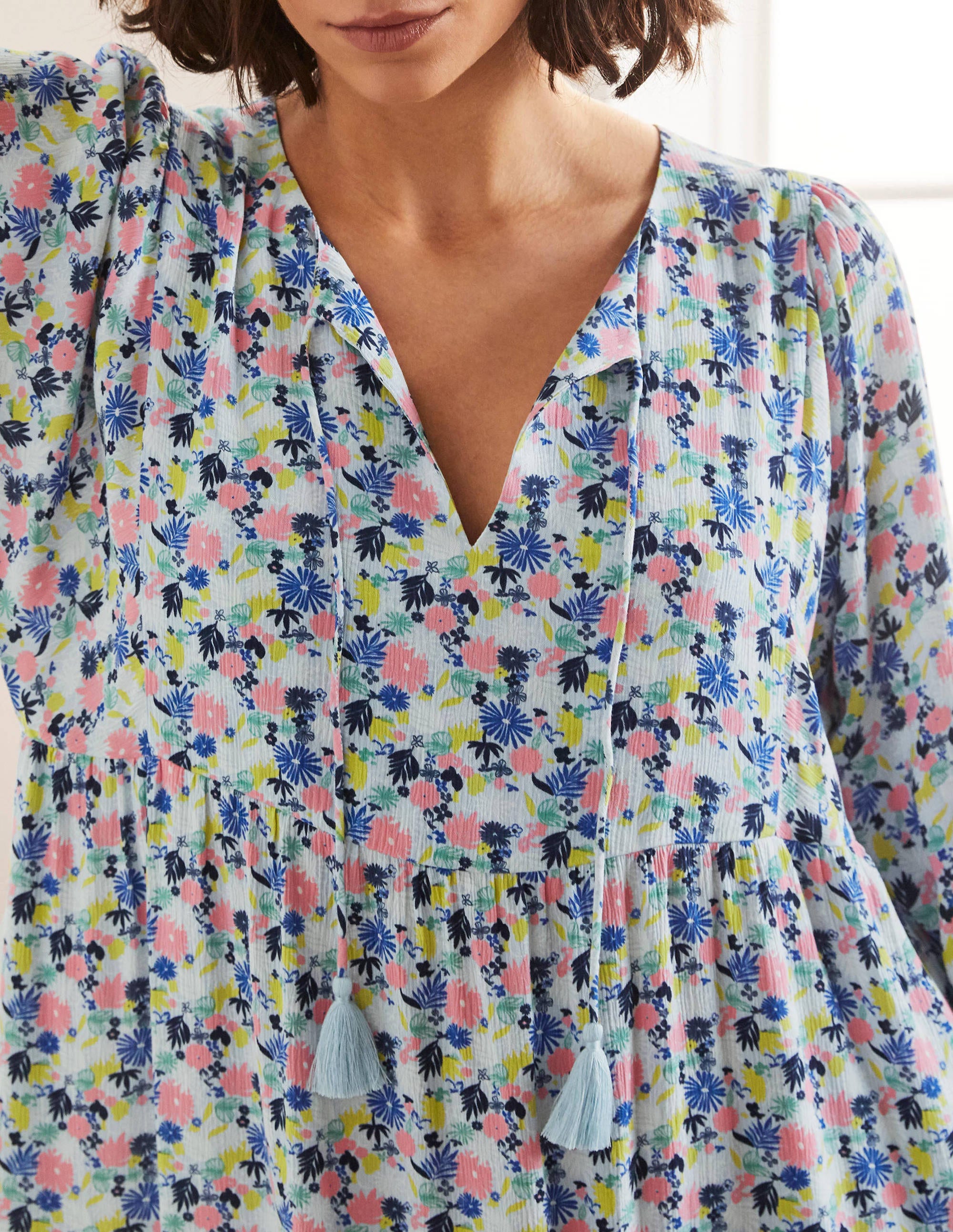 Empire-waist Midi Dress-Surf, Enchanting Floral - Image 1