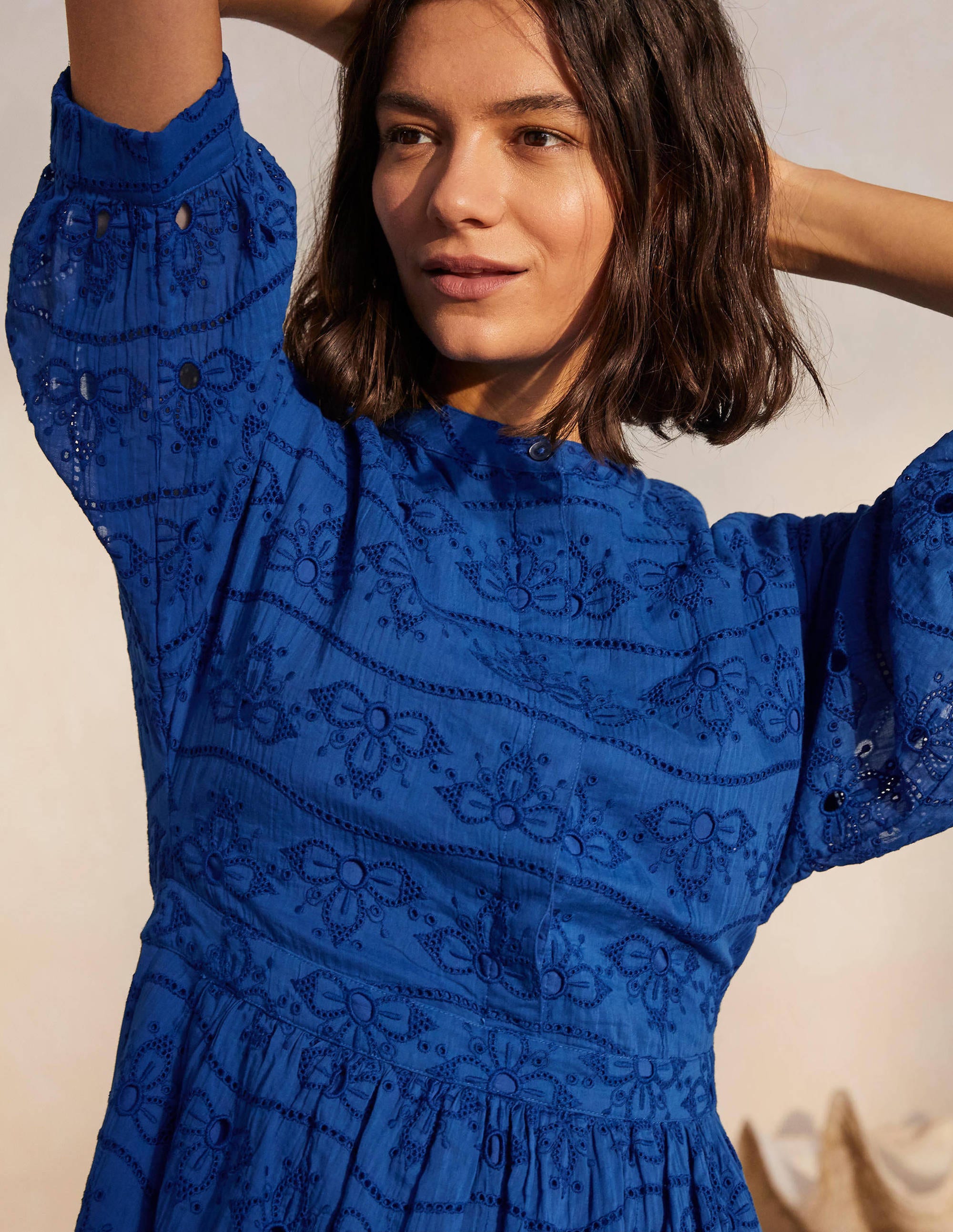 Robe en coton et broderie anglaise-Bleu des cimes - Image 3