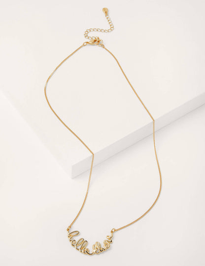 Greeting Necklace-Gold Hello There
