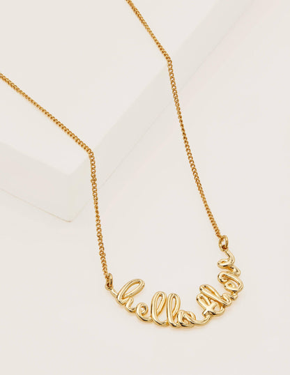 Greeting Necklace-Gold Hello There