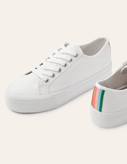 Canvas Flatform Plimsolls-White