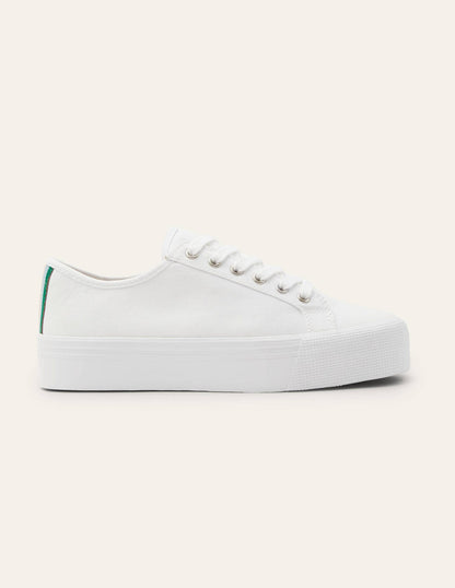 Canvas Flatform Plimsolls-White