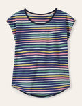 Robyn Jersey-T-Shirt-Bunt, Pastell-Marinestreifen