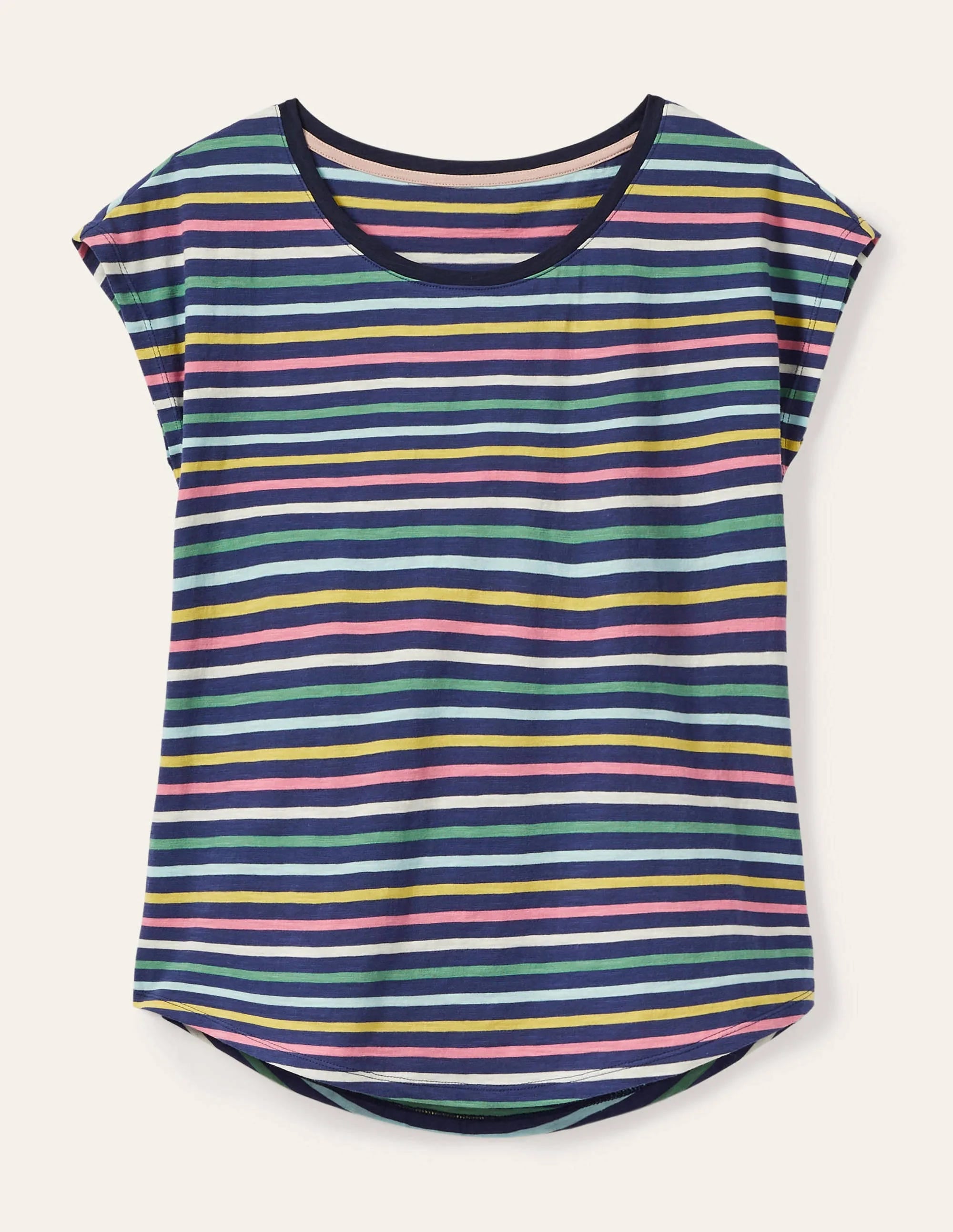 Robyn Jersey-T-Shirt-Bunt, Pastell-Marinestreifen - Image 1