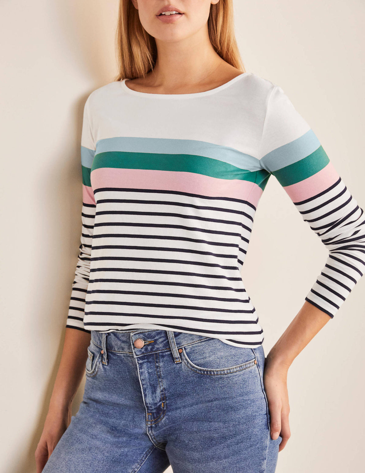 Langärmliges Bretonshirt-Eisblau/Zartes Rosa - Image 4
