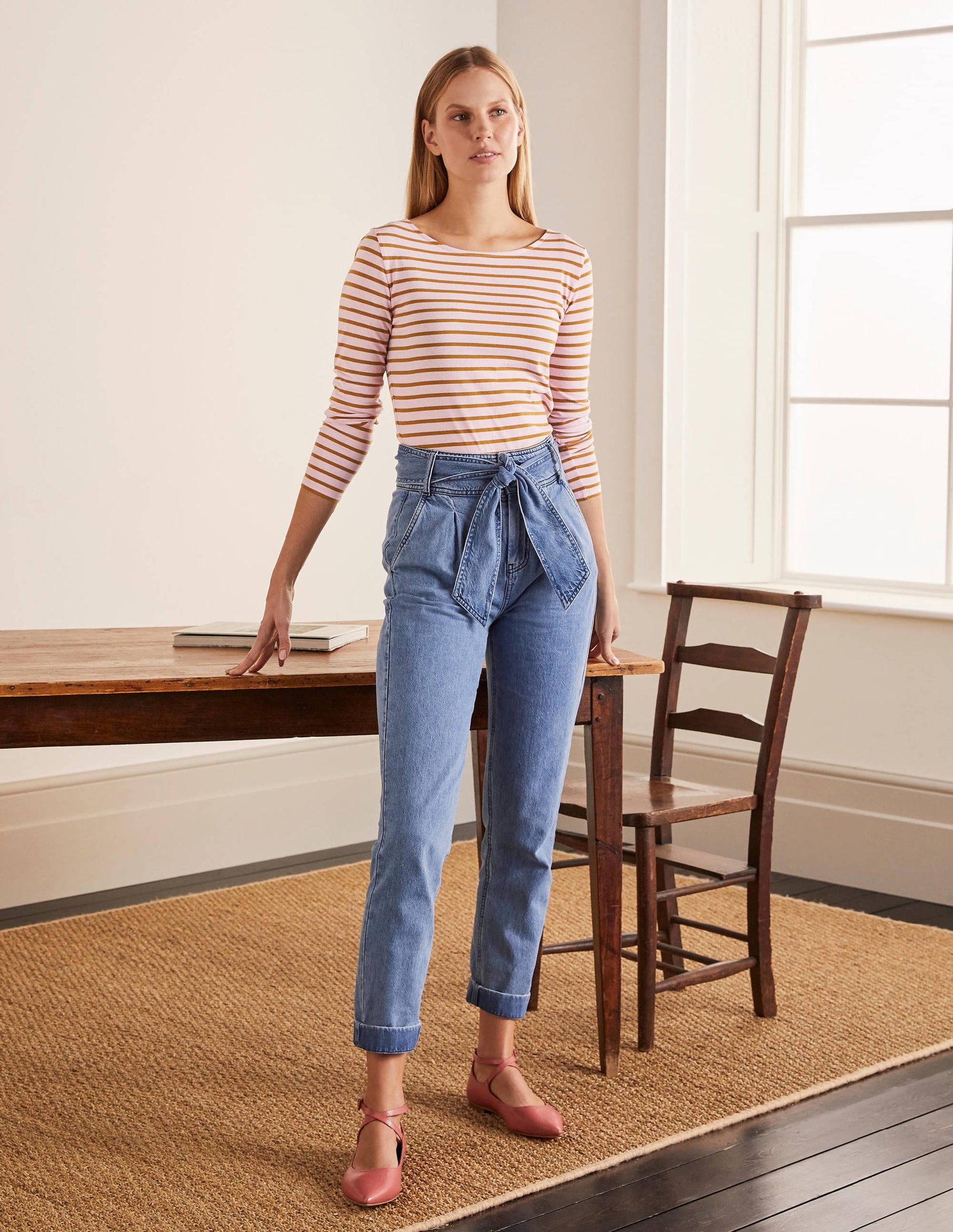 Long Sleeve Breton Top-Spring Blossom/ Frankincense-2