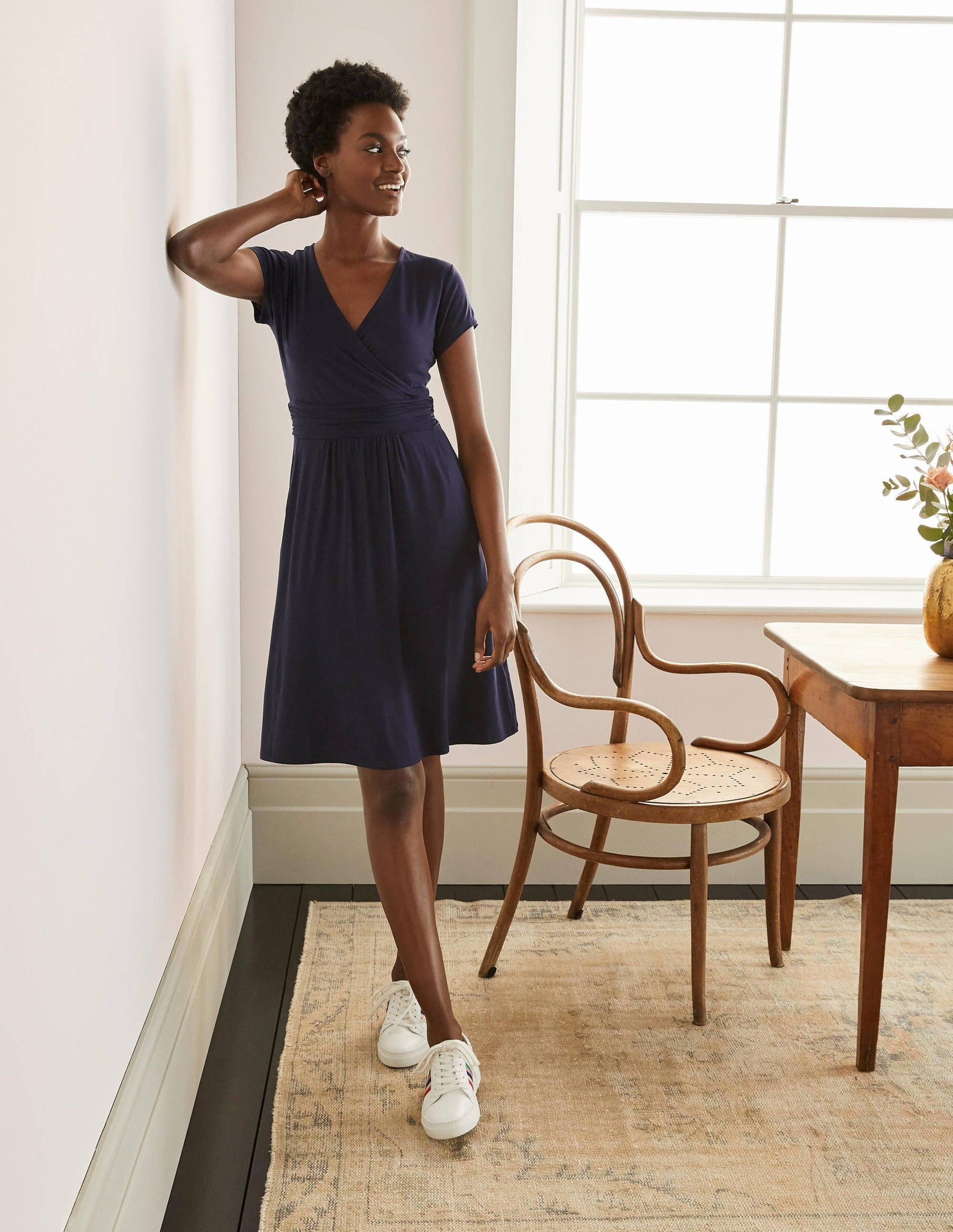 Robe Lola en jersey-Bleu marine-1