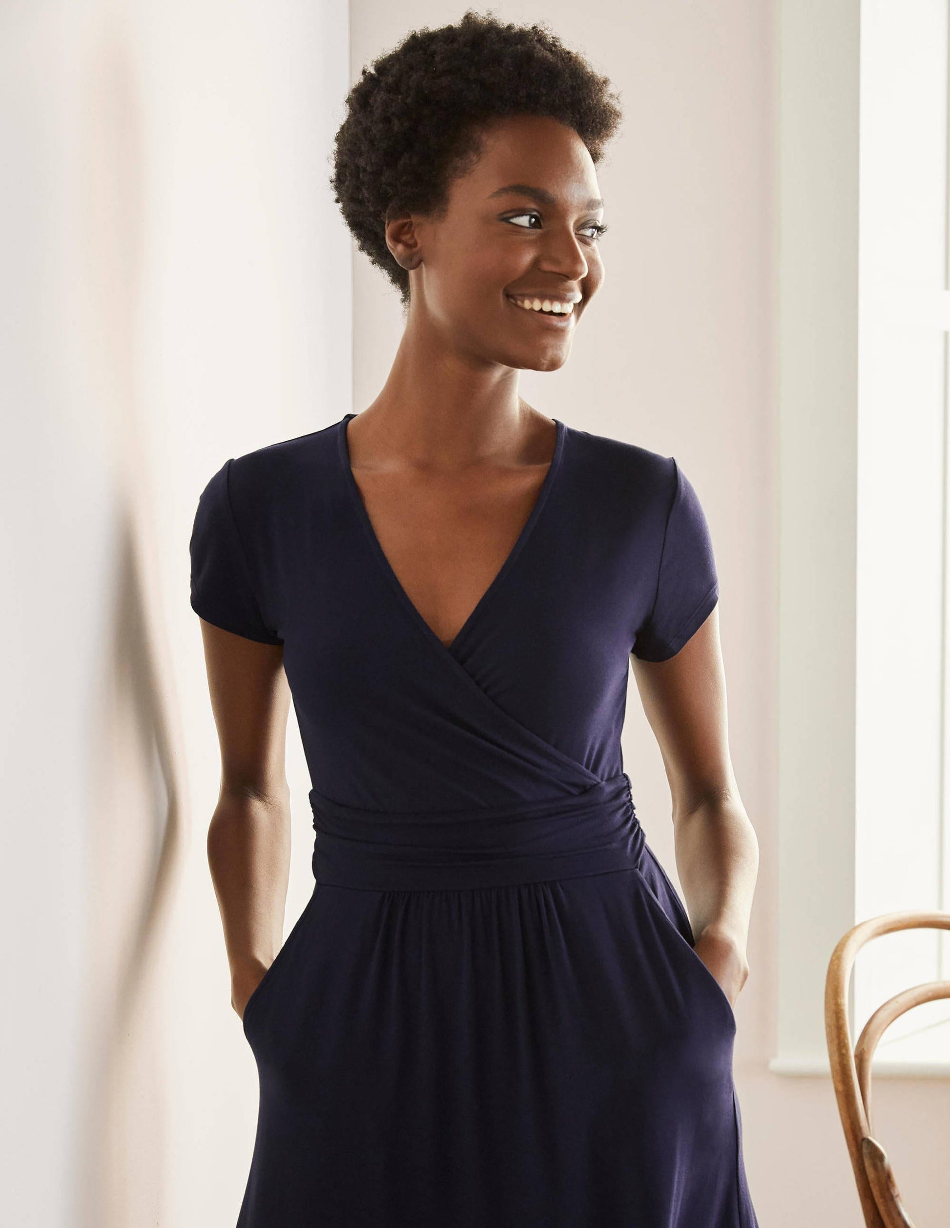 Robe Lola en jersey-Bleu marine-4