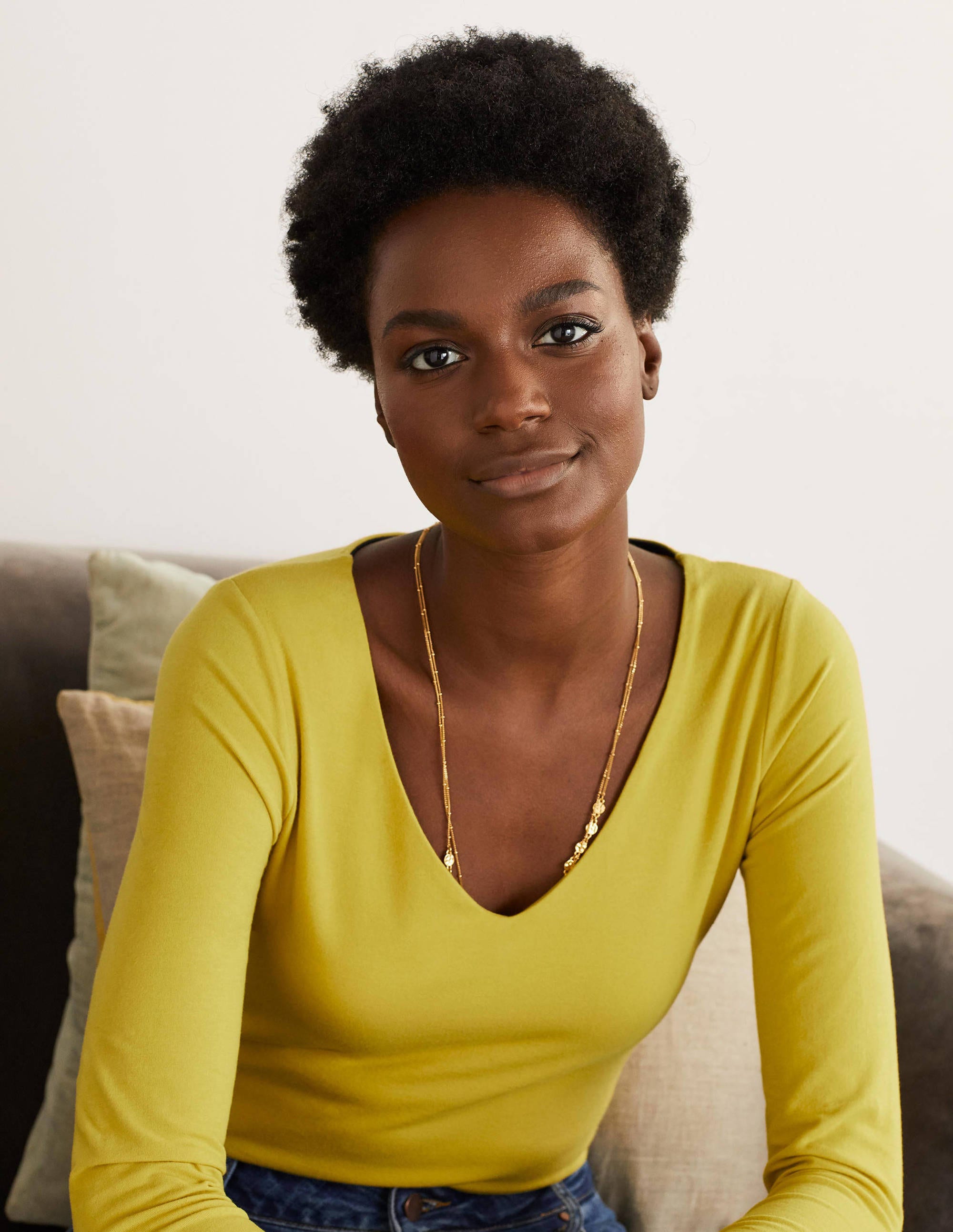 Double Layer V-neck Top-Chartreuse - Image 1