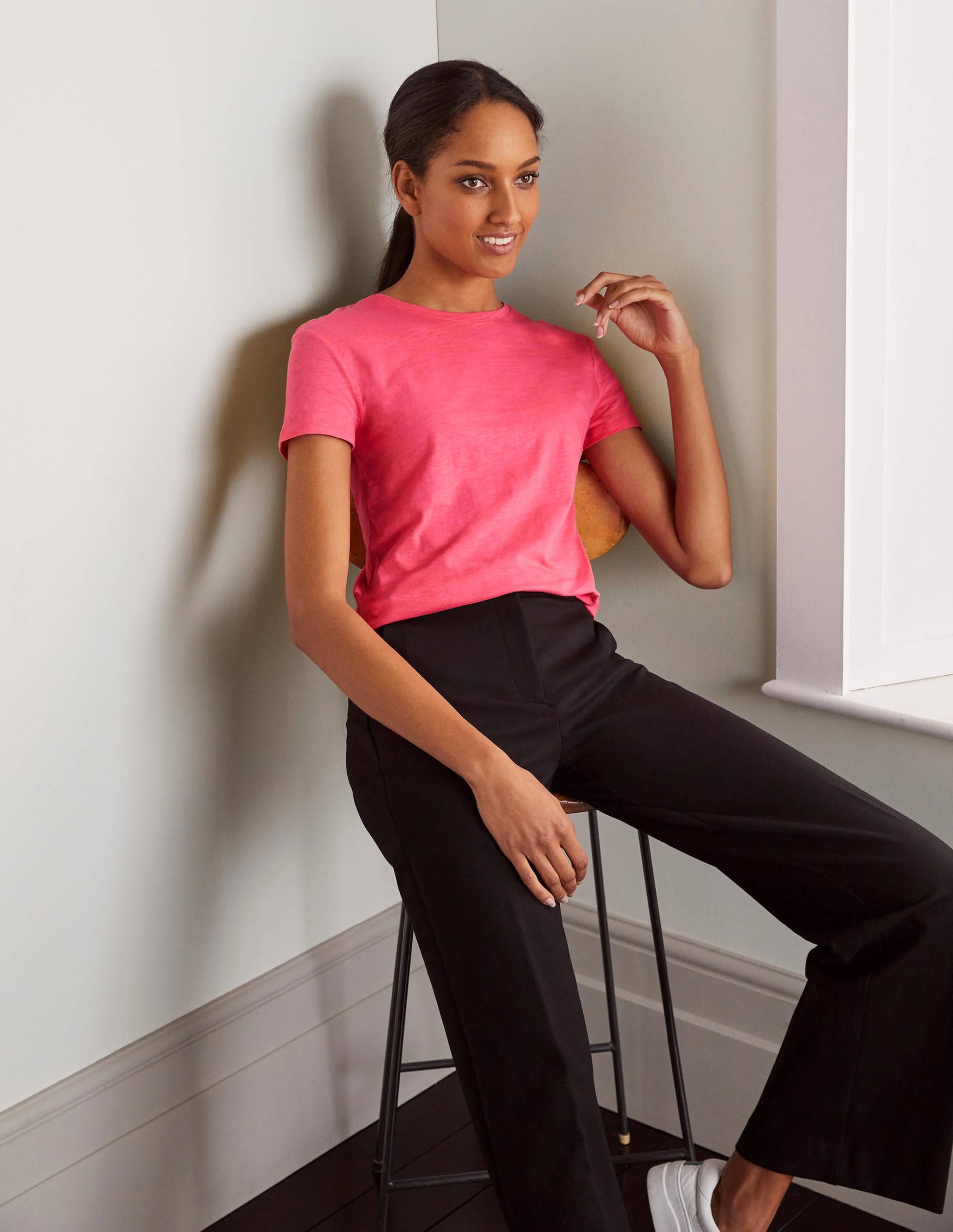 Das Boyfriend-T-Shirt aus Baumwolle-Bonbonrosa-1