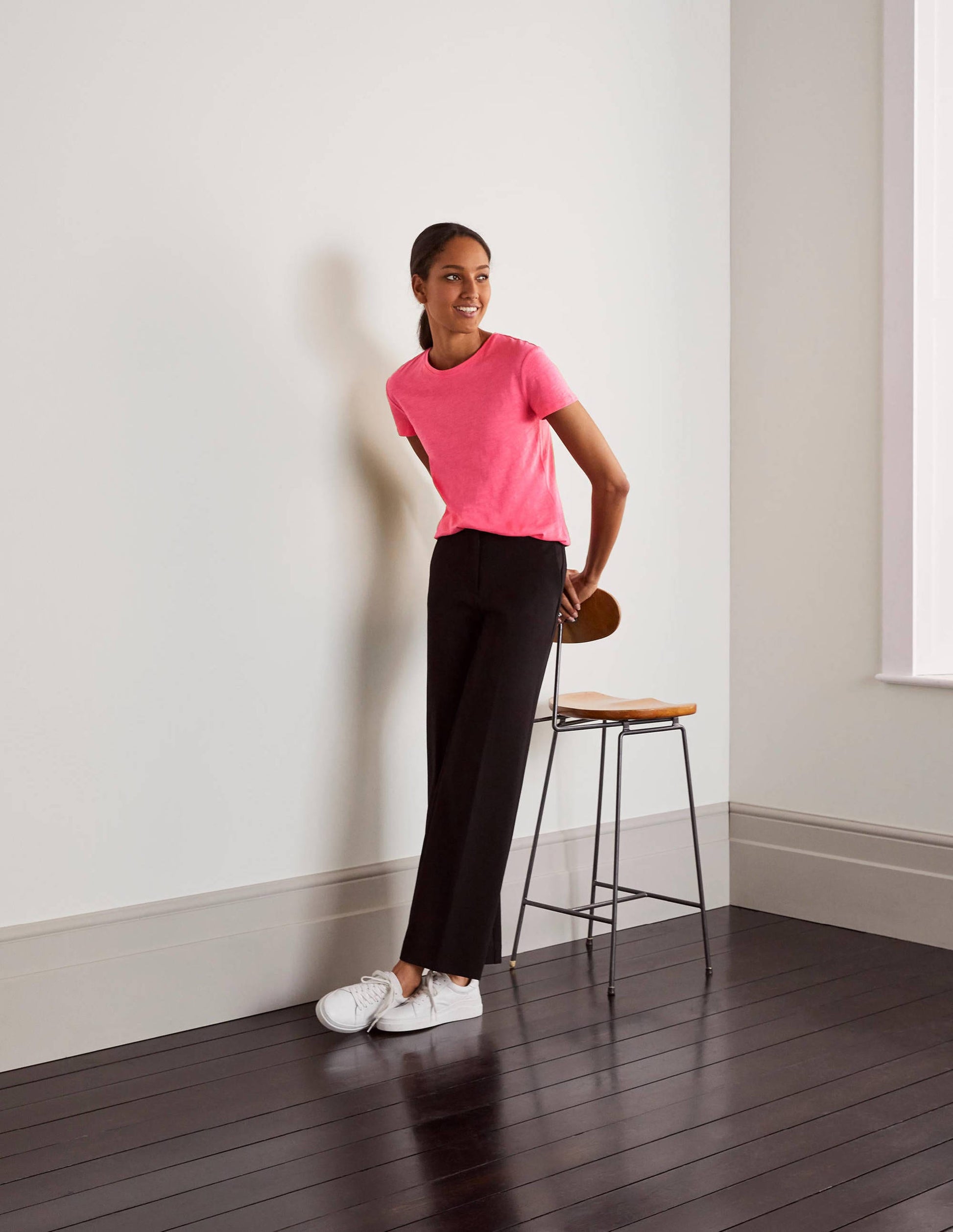 Das Boyfriend-T-Shirt aus Baumwolle-Bonbonrosa-2