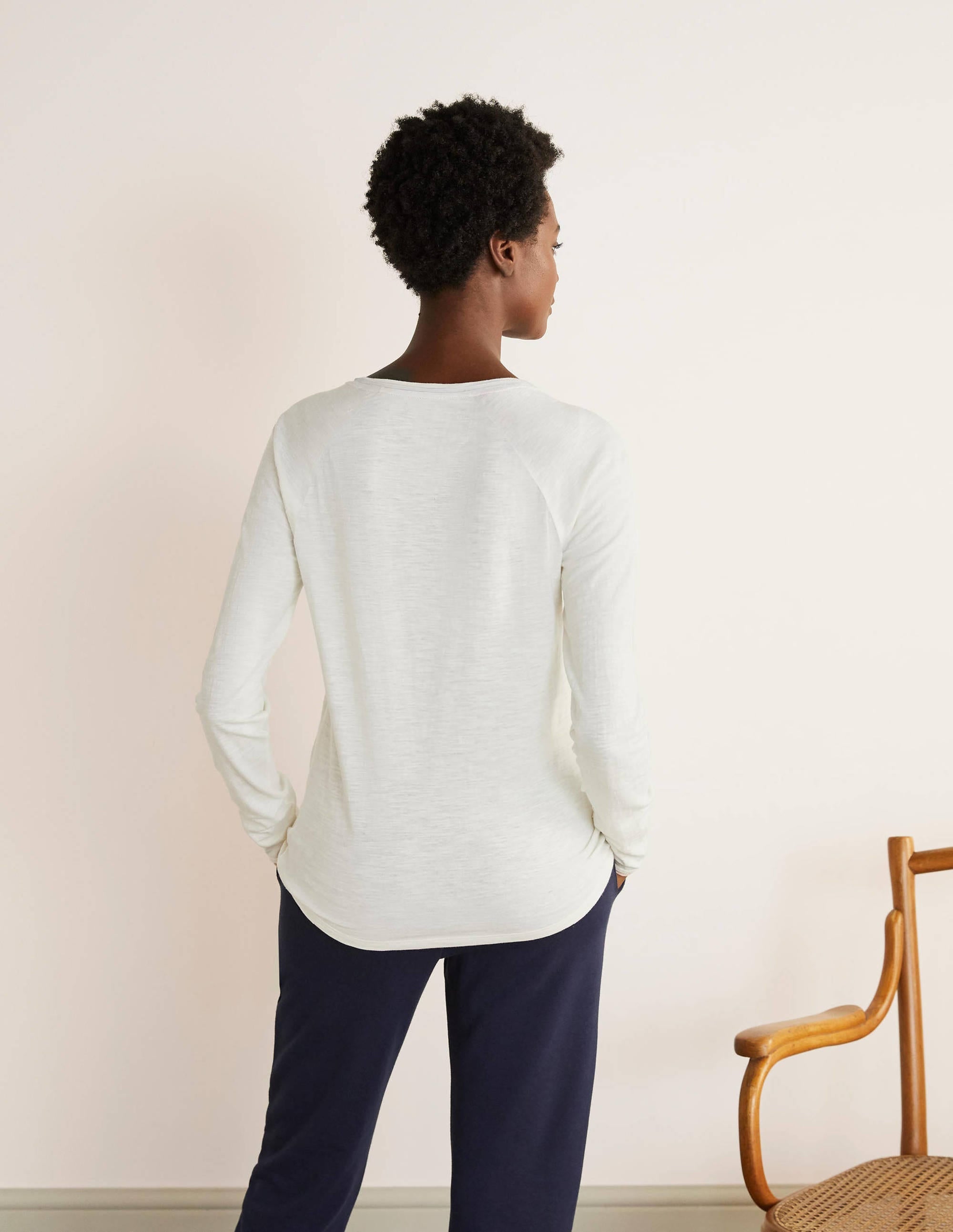 Lorna Baseball Jersey Top-Ivory, Foil Placement Stripe - Image 3