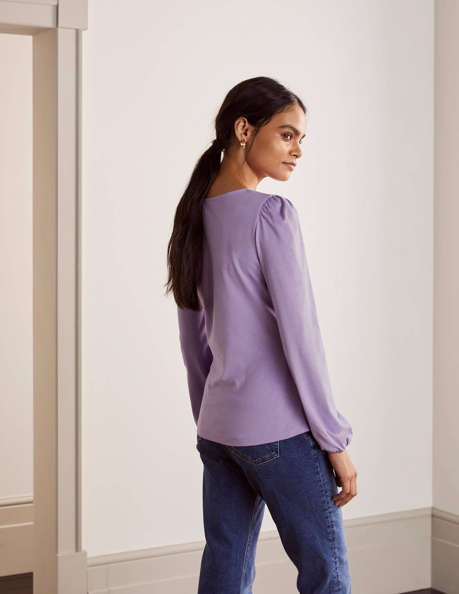 Superweiches, langärmeliges Oberteil-Kühles Violett-3