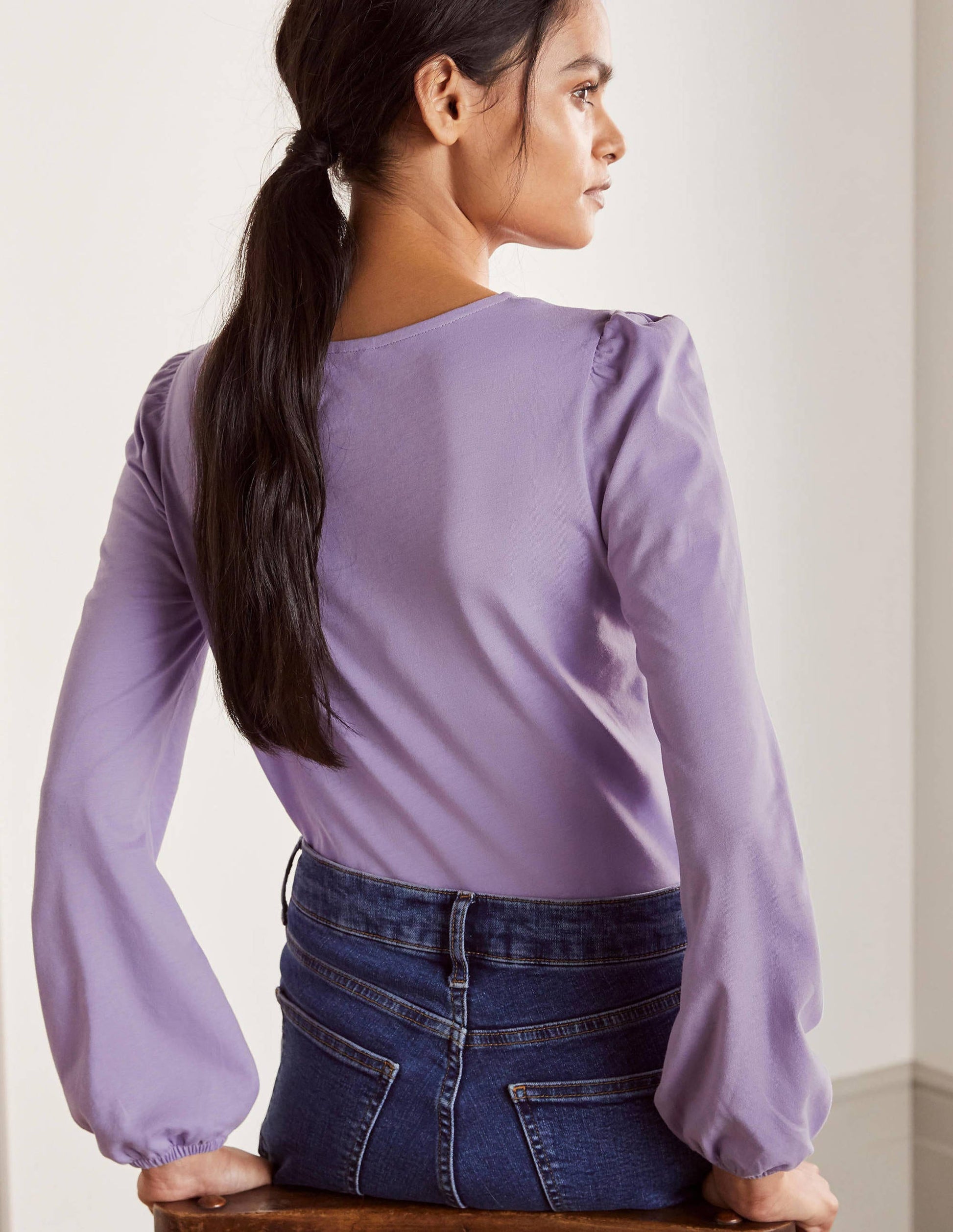 Superweiches, langärmeliges Oberteil-Kühles Violett-4