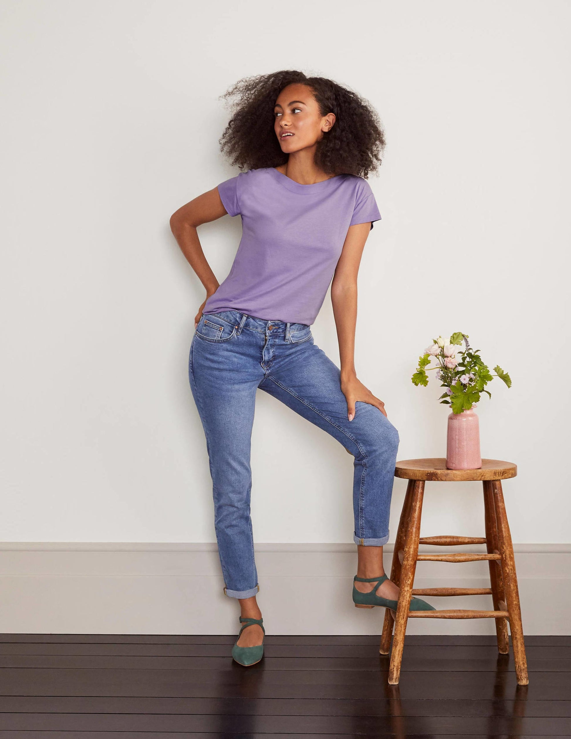 Superweiches T-Shirt mit U-Boot-Ausschnitt-Kühles Violett-2