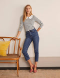 Kathleen Jersey Top-Ivory/ Navy