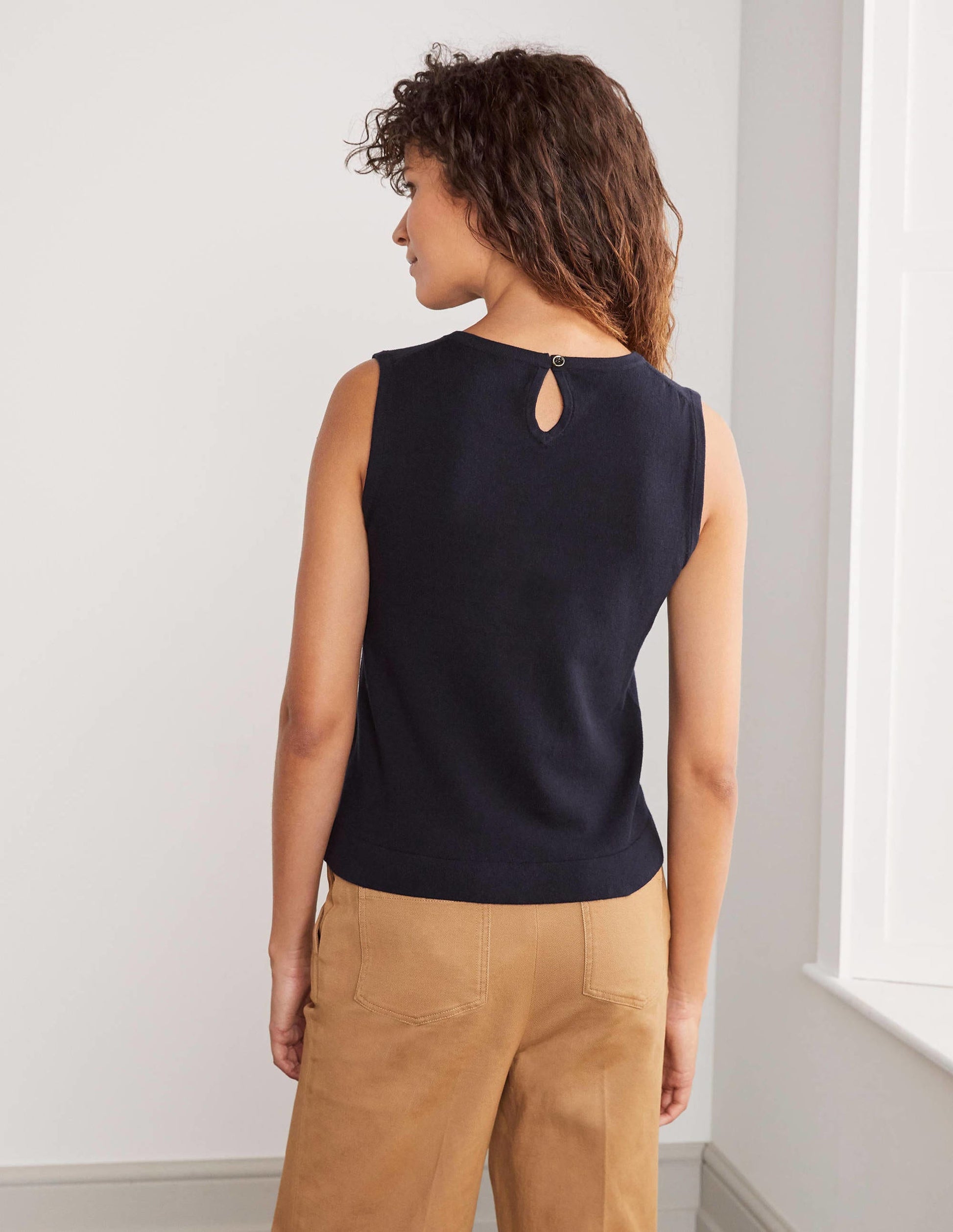 Débardeur chouchou en maille-Bleu marine-3