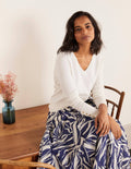 Pull col V Eldon en coton-Ivoire