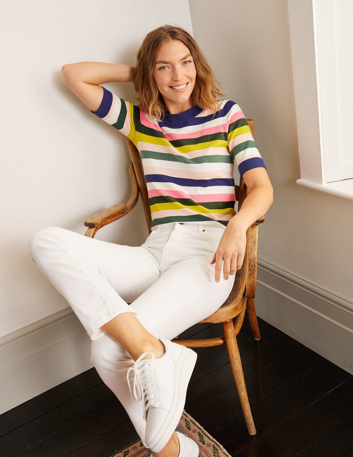 Abingdon Baumwoll-T-Shirt-Bunt, Gestreift