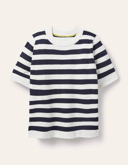 Abingdon Baumwoll-T-Shirt-Navy/Naturweiß, Gestreift-5