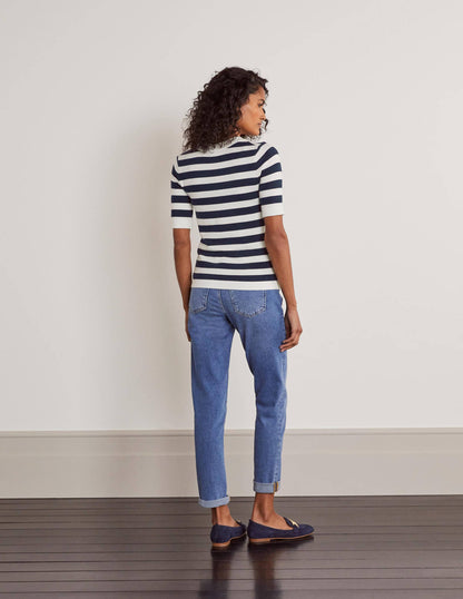 Abingdon Baumwoll-T-Shirt-Navy/Naturweiß, Gestreift-3