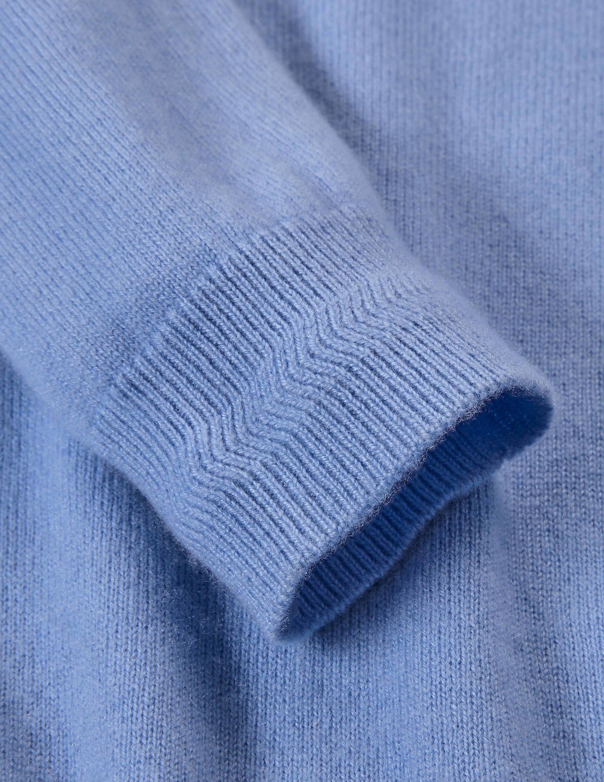 Pull col rond en cachemire-Bleu golfe - Image 7