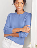 Pull col rond en cachemire-Bleu golfe