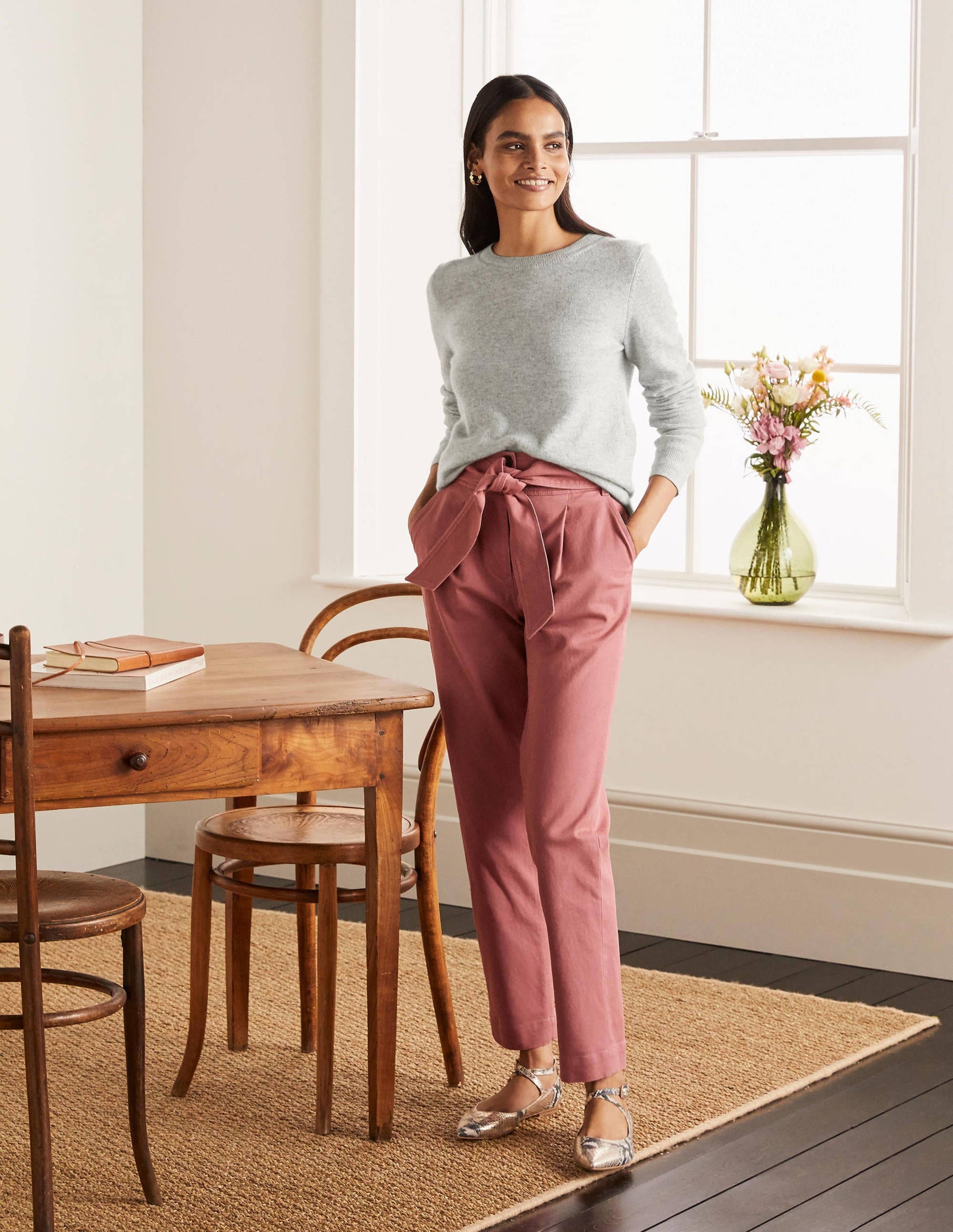 Cashmere Crew Neck Jumper-Grey Melange-2