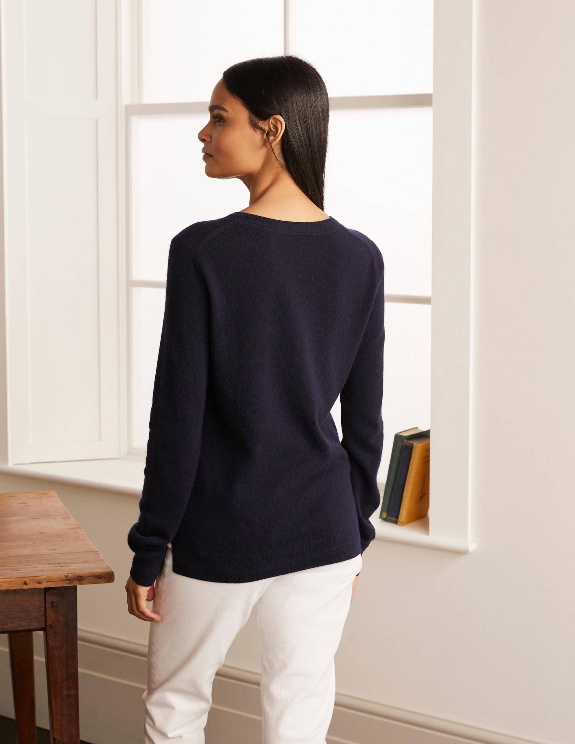 Pull col rond en cachemire-Bleu marine-3