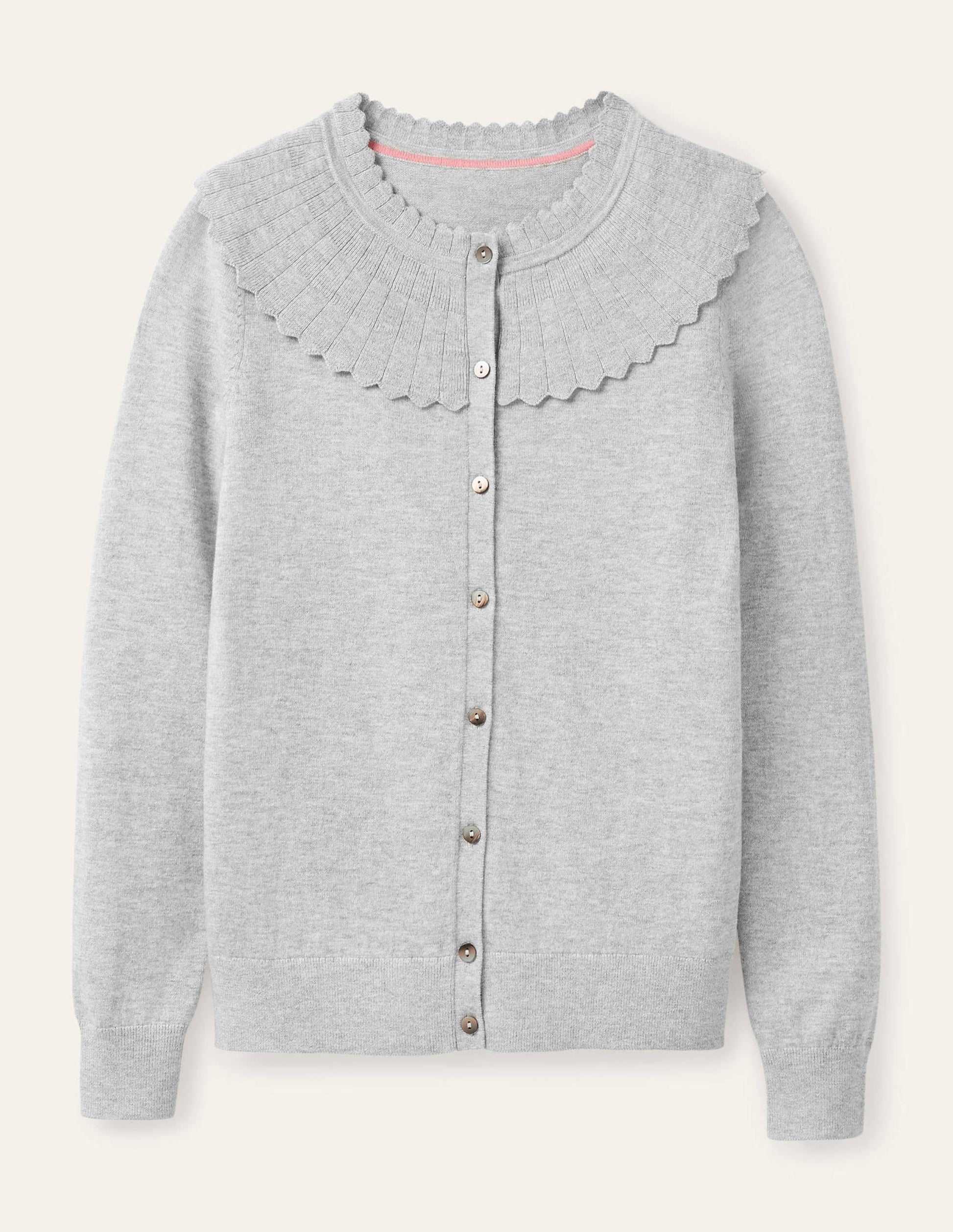Abercorn Cardigan mit Muschelsaum-Grau Melange-5